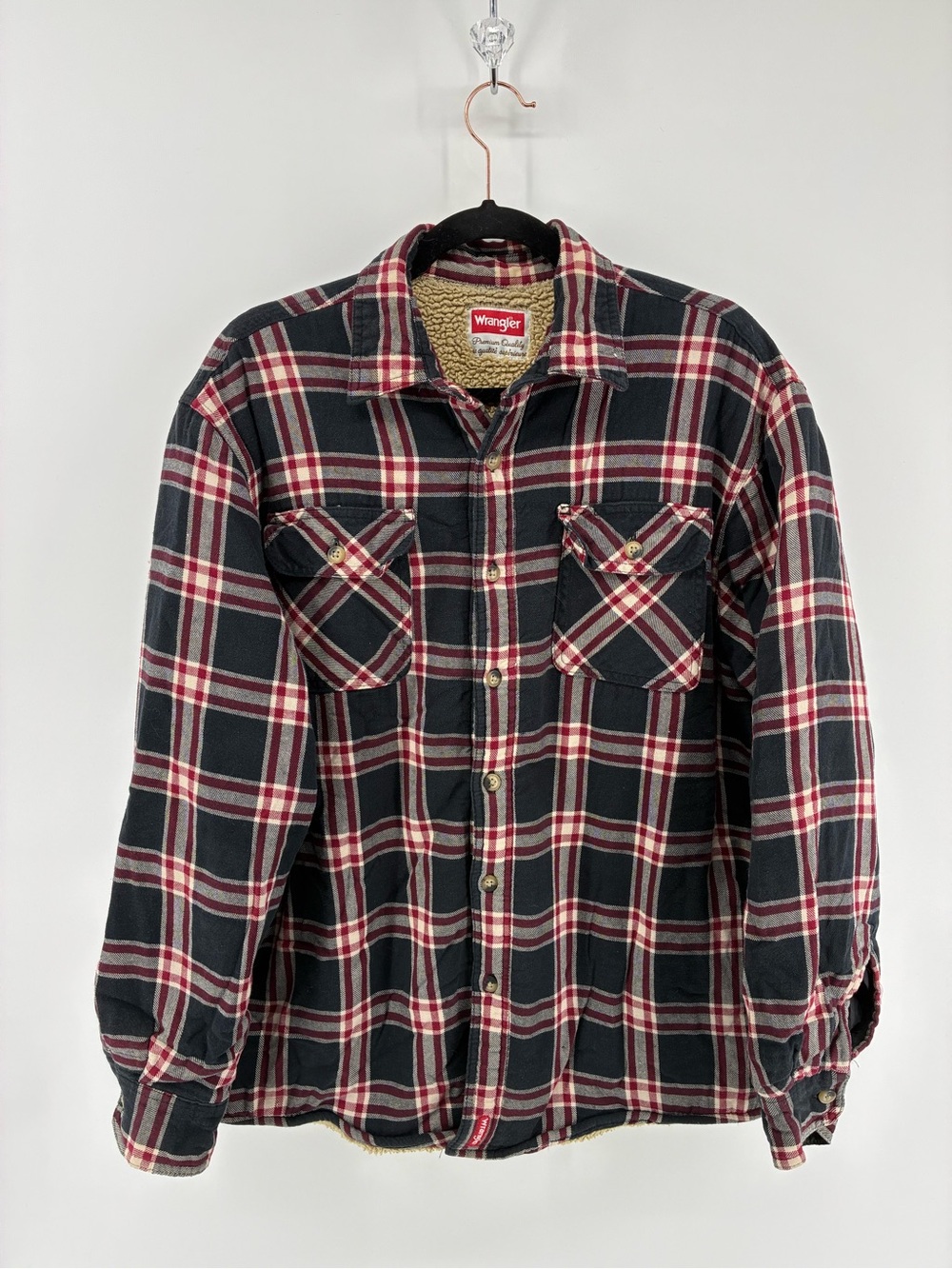Wrangler Black & Red Plaid Sherpa-Lined Button-Up